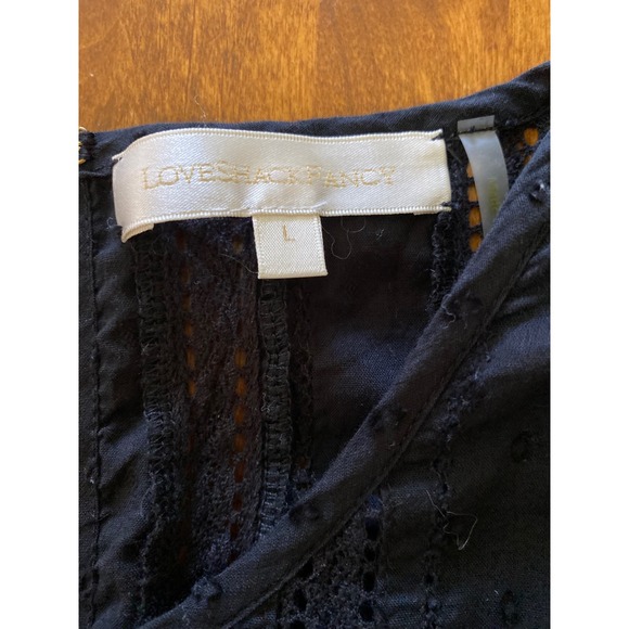 LoveShackFancy Natasha Ruffle Tiered Minidress Black Cotton Eyelet Size L - Picture 16 of 16
